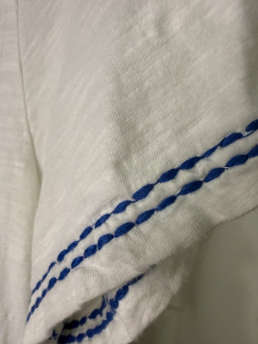 Pilcro/Anthropologie "Meet Me Seaside" Embroidered Tee – M- White/Blue- MSRP $68 - Picture 9 of 16
